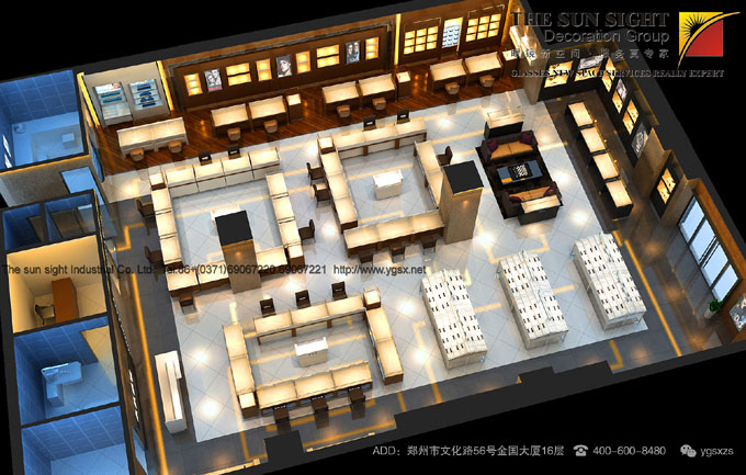 眼鏡店裝修設計俯瞰效果圖